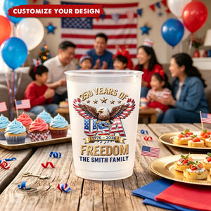 Custom Party Cups - Personalized America 250th Anniversary Gifts For Mom, Dad, Brother, Sister, Kids - Born To Stand Strong