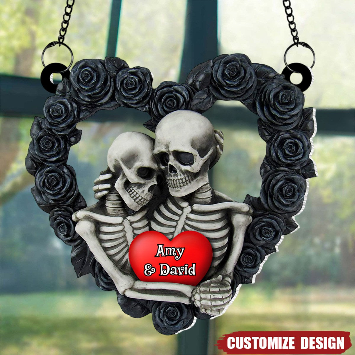 Skeleton Couple Personalized Window Hanging Suncatcher Ornament