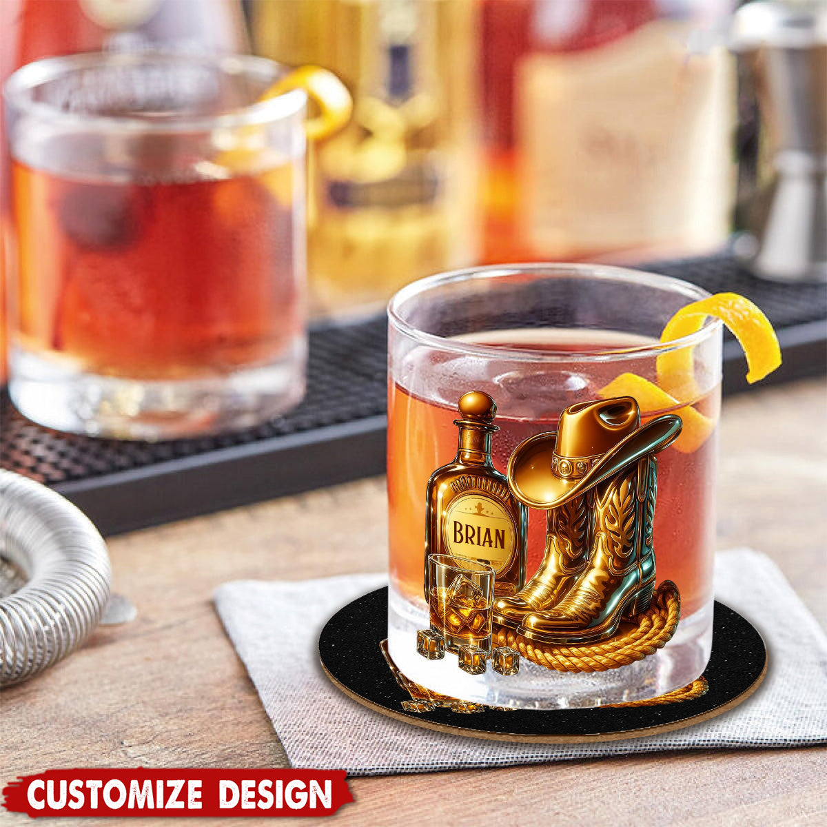 Cowboy Boots Hat - Personalized Whisky Whiskey Glass
