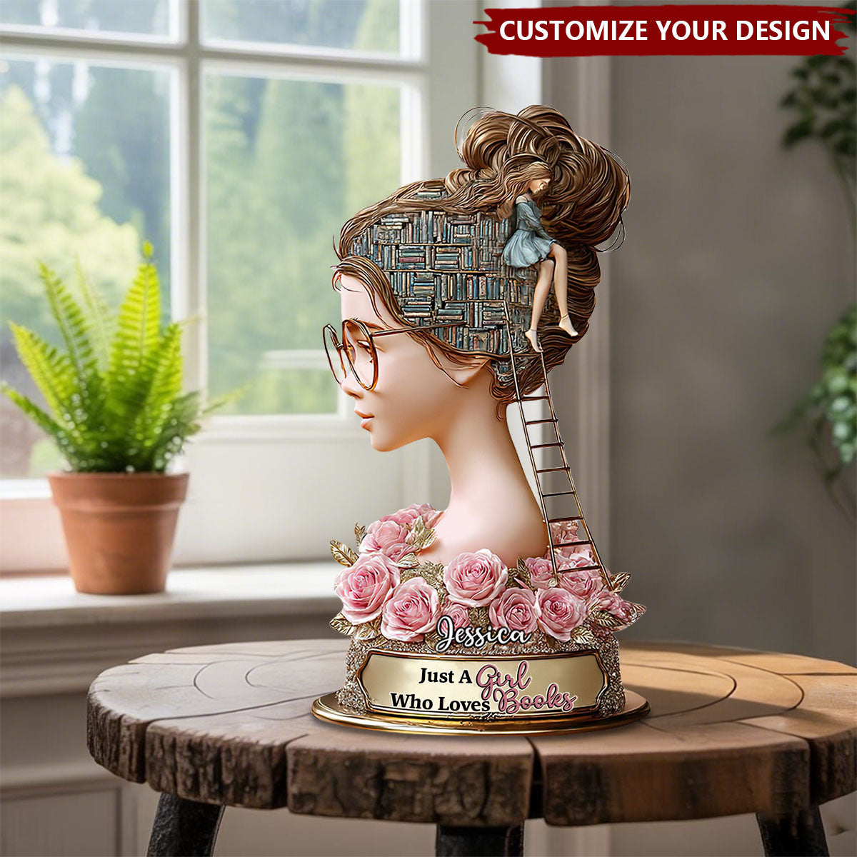 Just A Girl Who Loves Book - Personalized Book Custom Shaped Acrylic Plaque