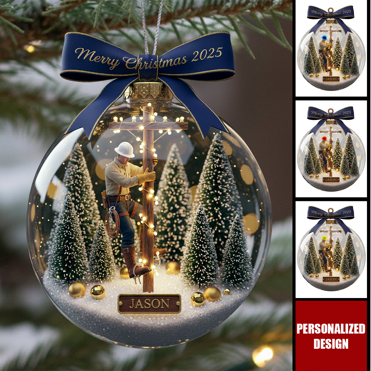 Honoring the Lineman Christmas Ornament Personalized Gifts For Lineman
