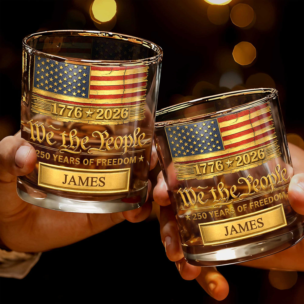 We the People 250 Years of Freedom - Personalized Whiskey Glass
