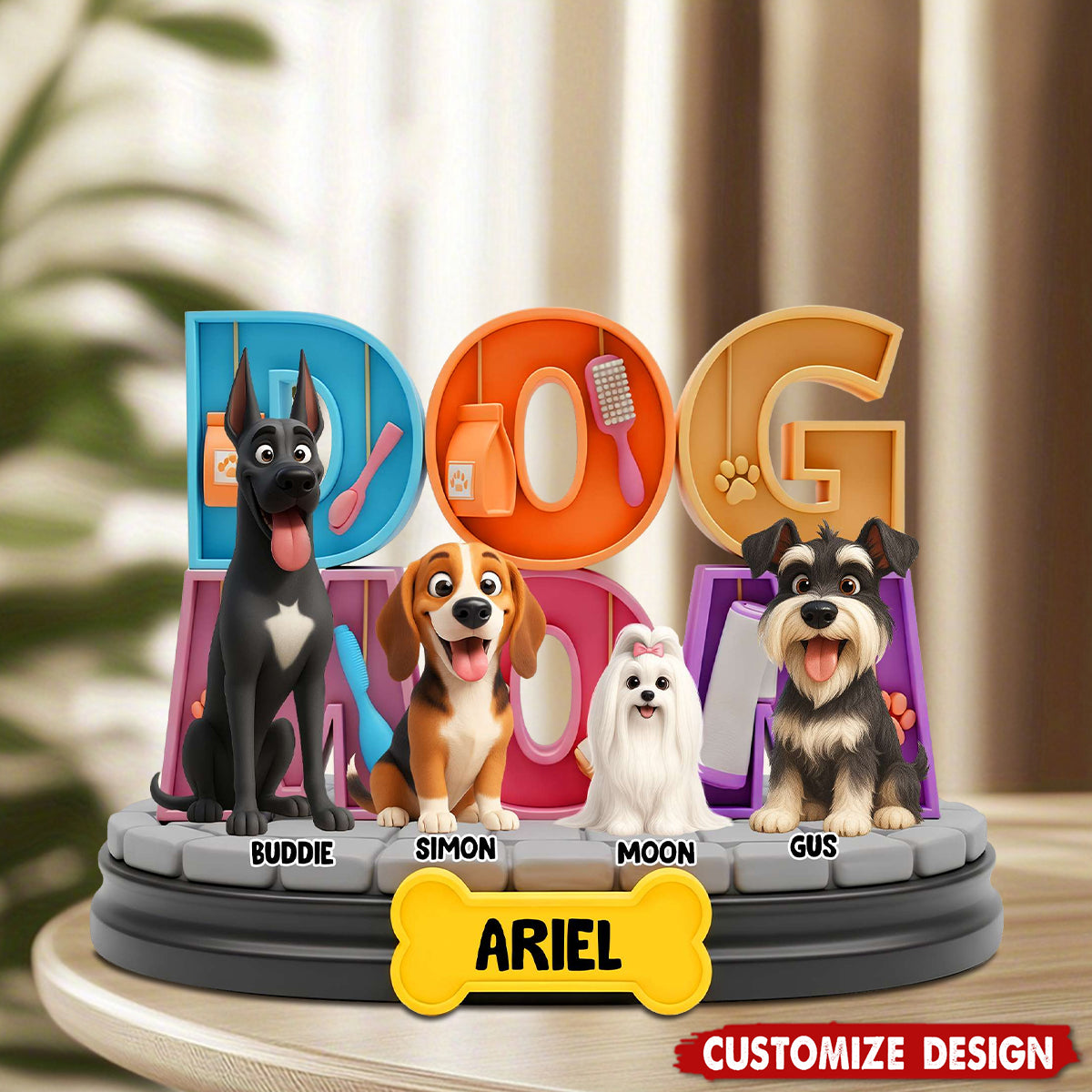 Adorable Dog Mom Dog Dad Acrylic Plaque - Personalized Gifts For Dog Lovers