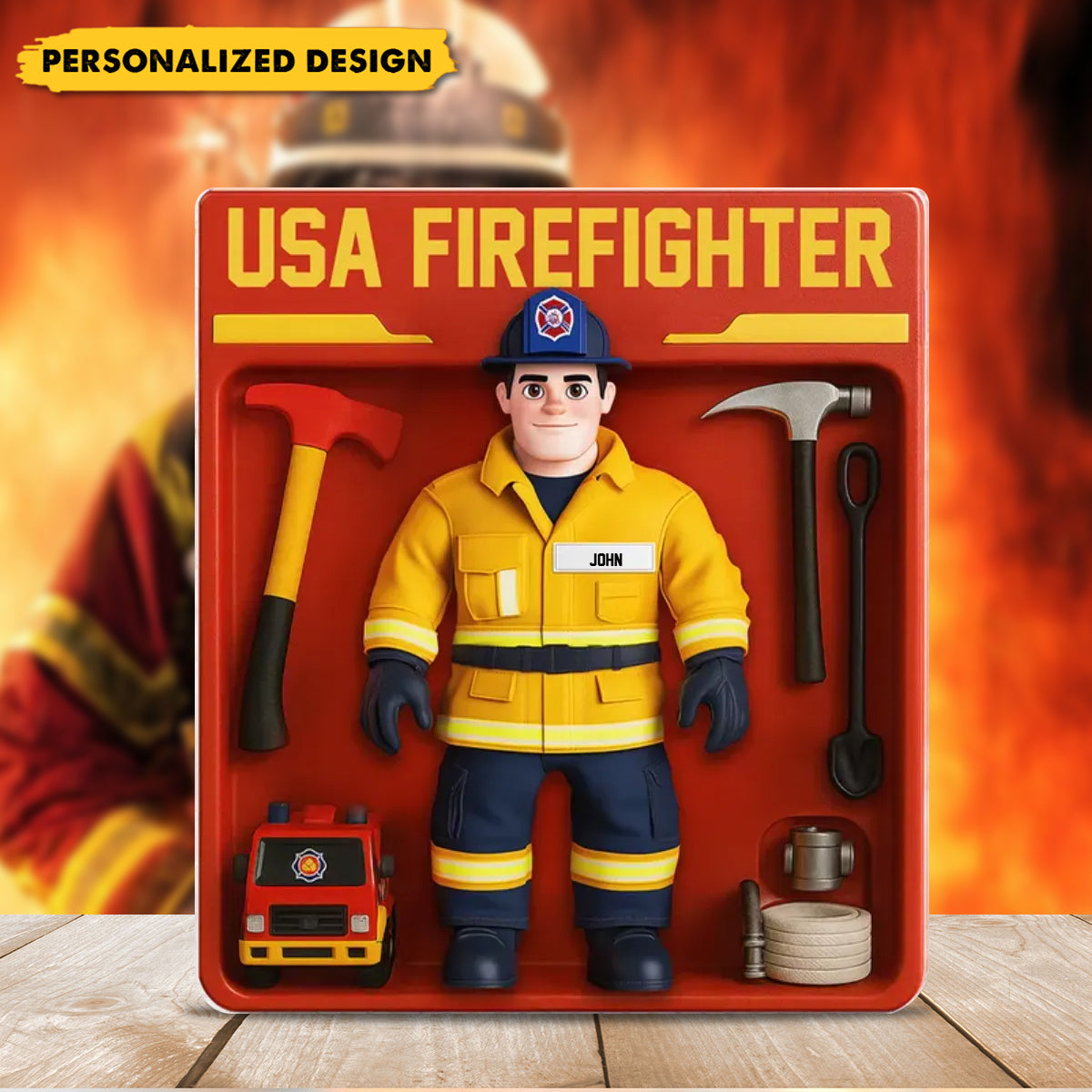 Personalized USA Firefighter Acrylic Plaque Decor-Gift for Firefighters