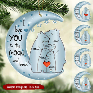 We Love You To the Moon and Back Bear Family Personalized Acrylic Ornament