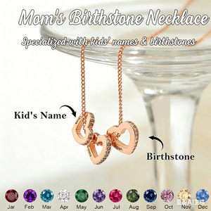 Personalized Heart Circle Birthstone Necklace with Name, Custom Birthstone Necklace, Dainty Family Gift for Her, Mothers Day Gift