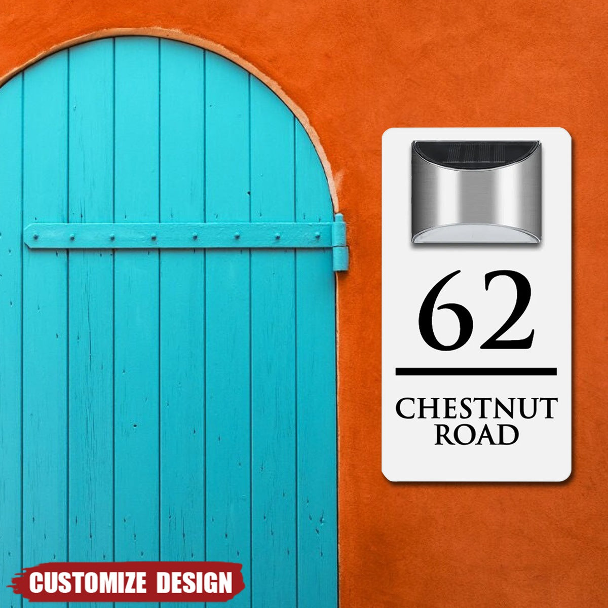 Modern Personalized House Number Address Sign With Waterproof Solar Powered LED Light