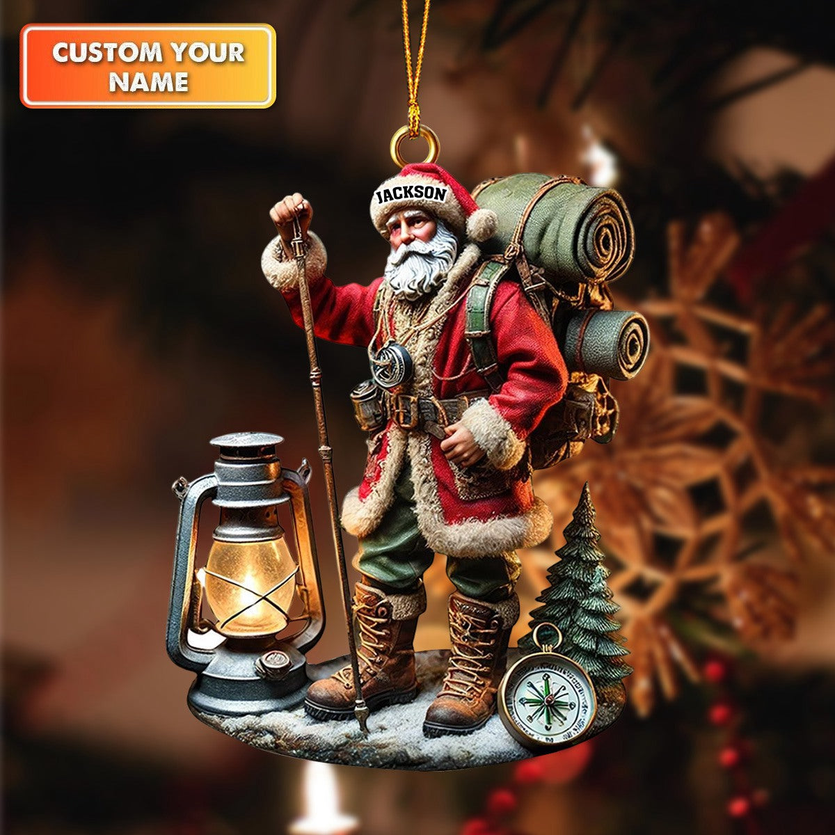 Personalized Hiking Santa Ornament-Gifts For Adventurers,Hiking Lovers-2024 New Release