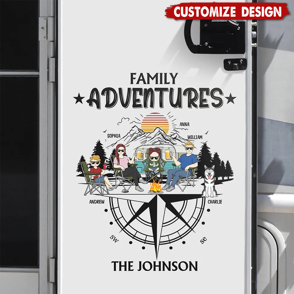 Family Adventures - Personalized Decor Decal - Gift For Camping Lovers