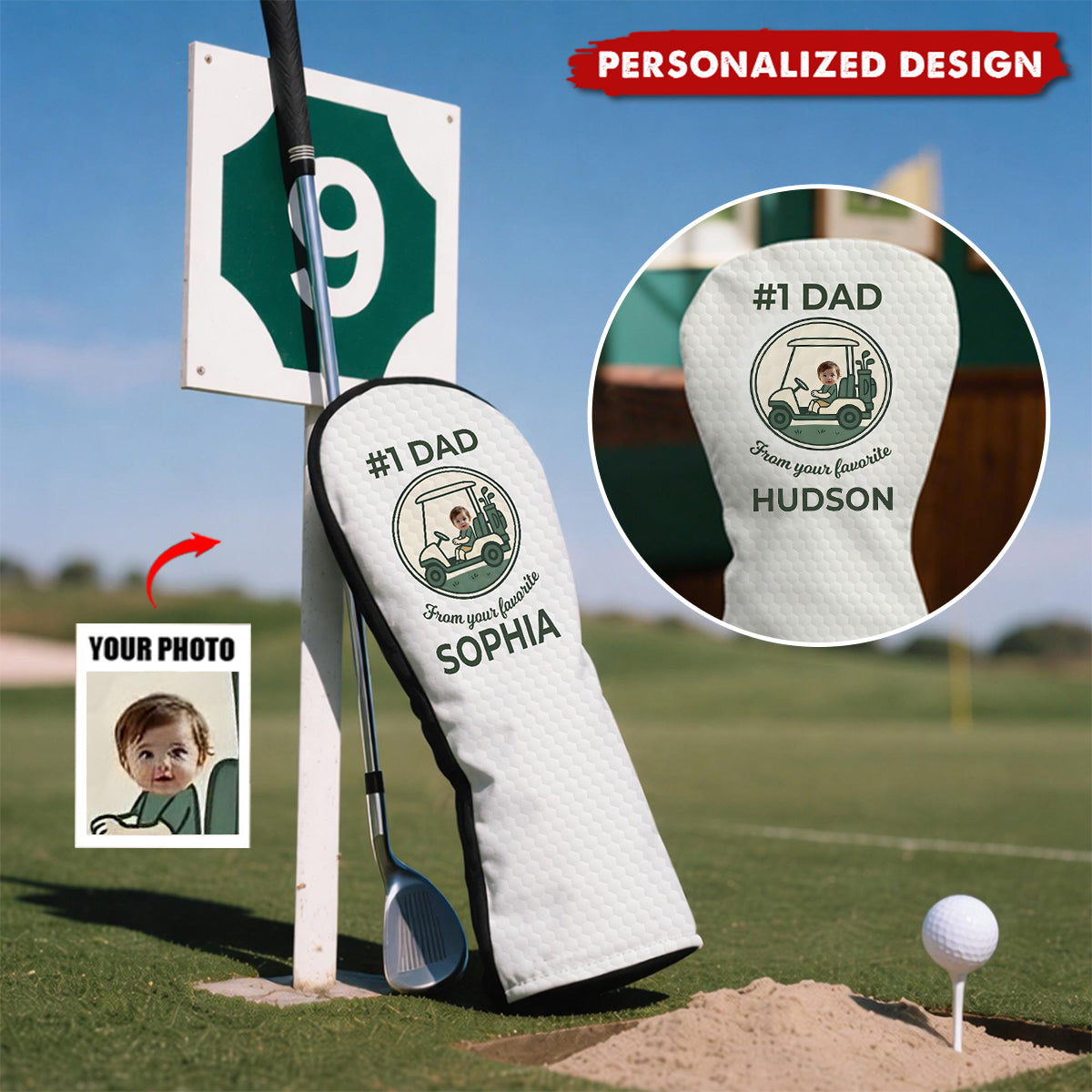 Best Dad by Par-Personalized Golf Head Cover-Gift for Dad