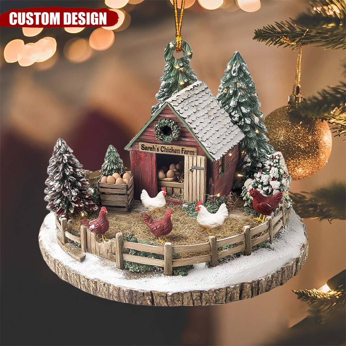 Personalized Dreamy Chicken Farm Ornament-Gifts For Chicken Lovers