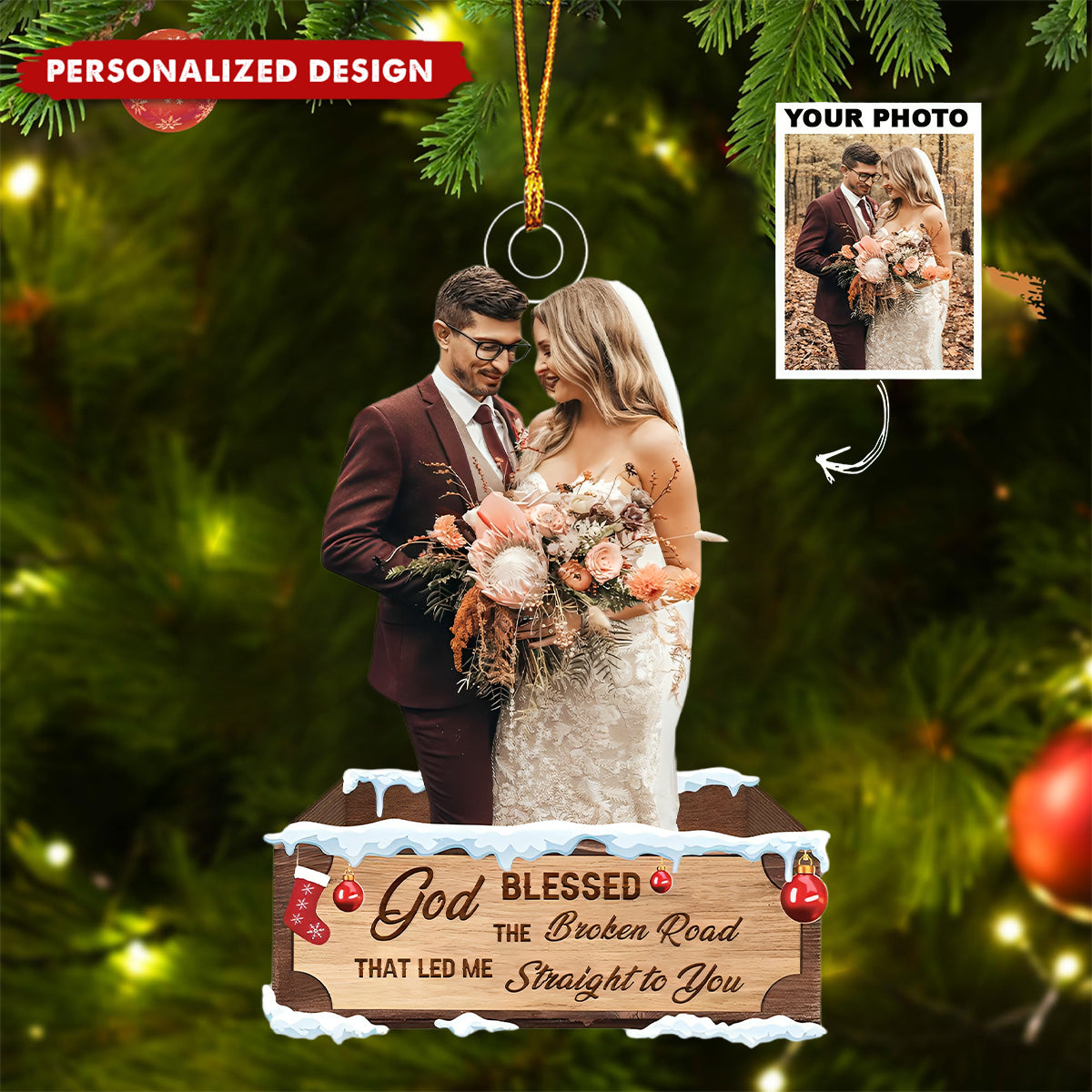 Personalized Photo Christian Couple Acrylic Christmas Ornament-Gifts For Couple