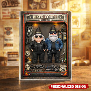 Personalized Biker Couple Acrylic Block Plaque - Anniversary, Valentine's Day Gift, Gift For Him, Gift For Her