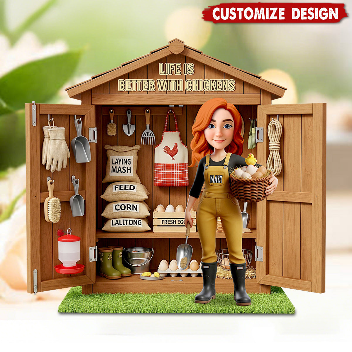 Chicken Girl Acrylic Plaque Personalized - Gifts For Farmers