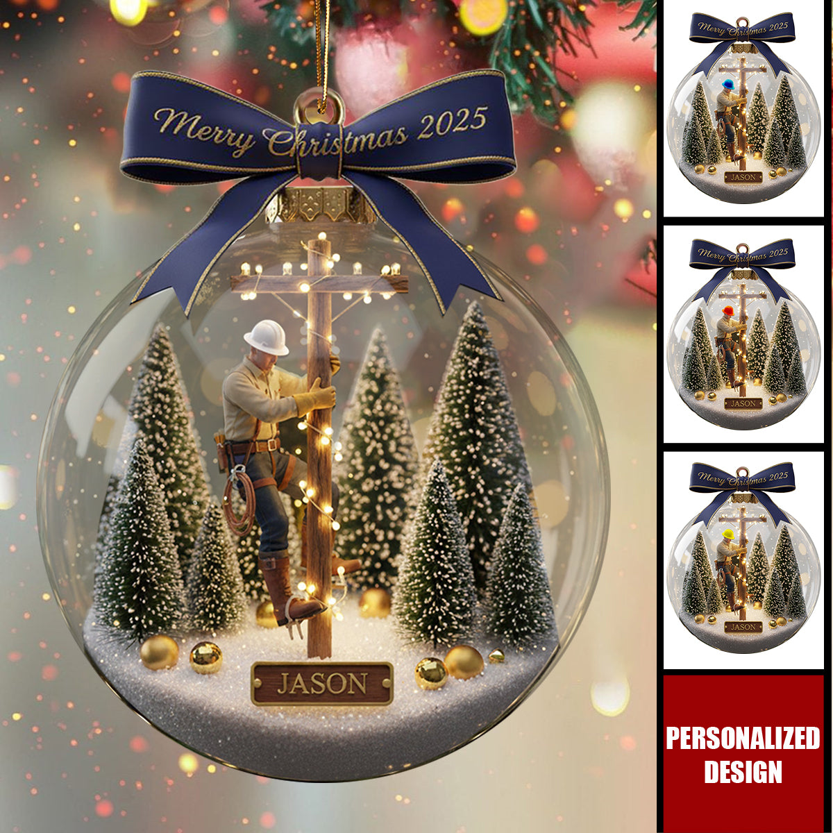Honoring the Lineman Christmas Ornament Personalized Gifts For Lineman