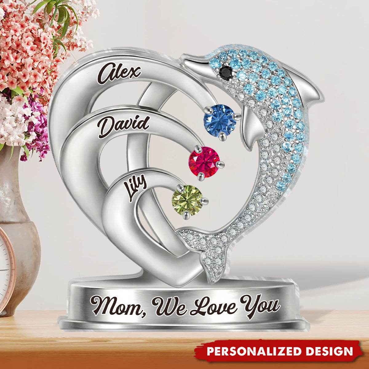 Personalized Dolphin Mom Grandma Plaque