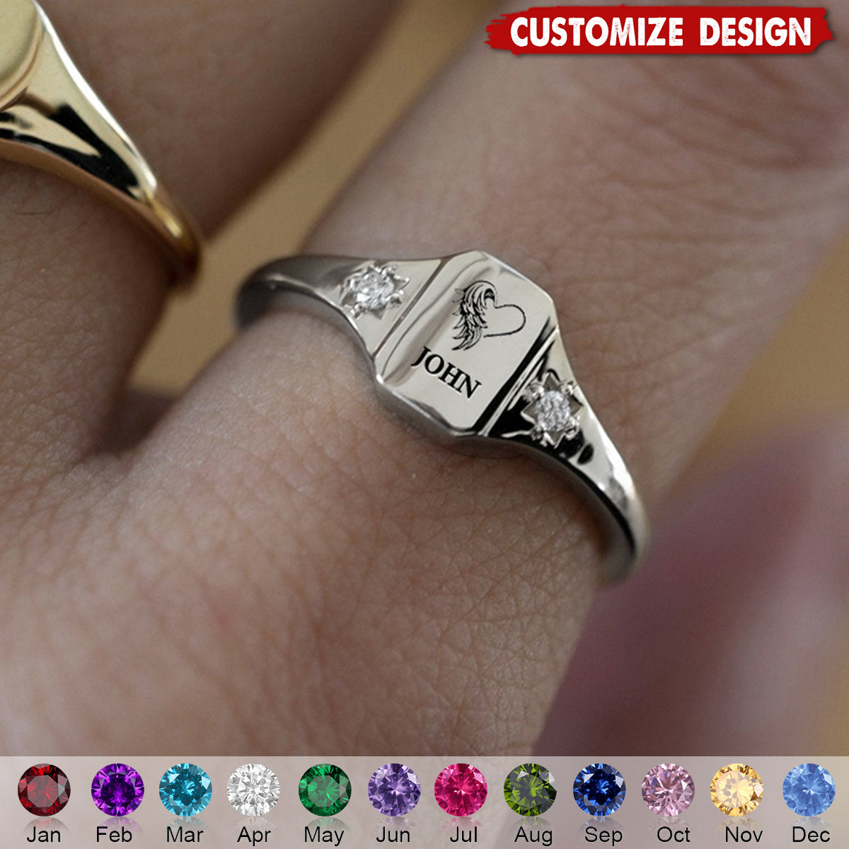 I Will Carry You With Me Until I See You Again - Personalized Memorial Birthstone Ring