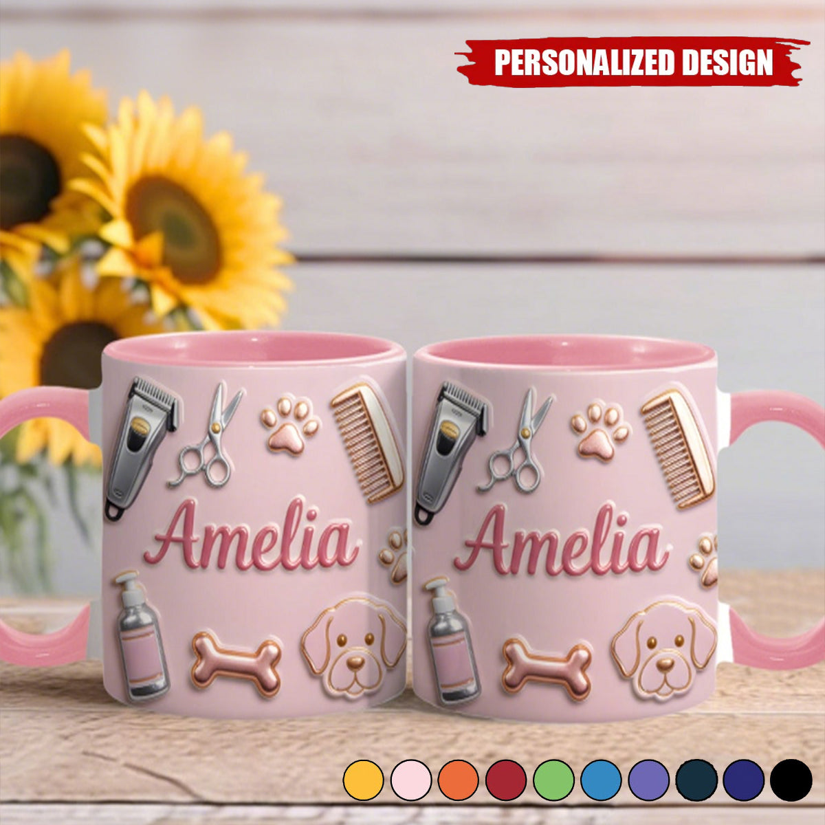 Dog Groomer - Personalized Dog Groomer Accent Mug & Coaster