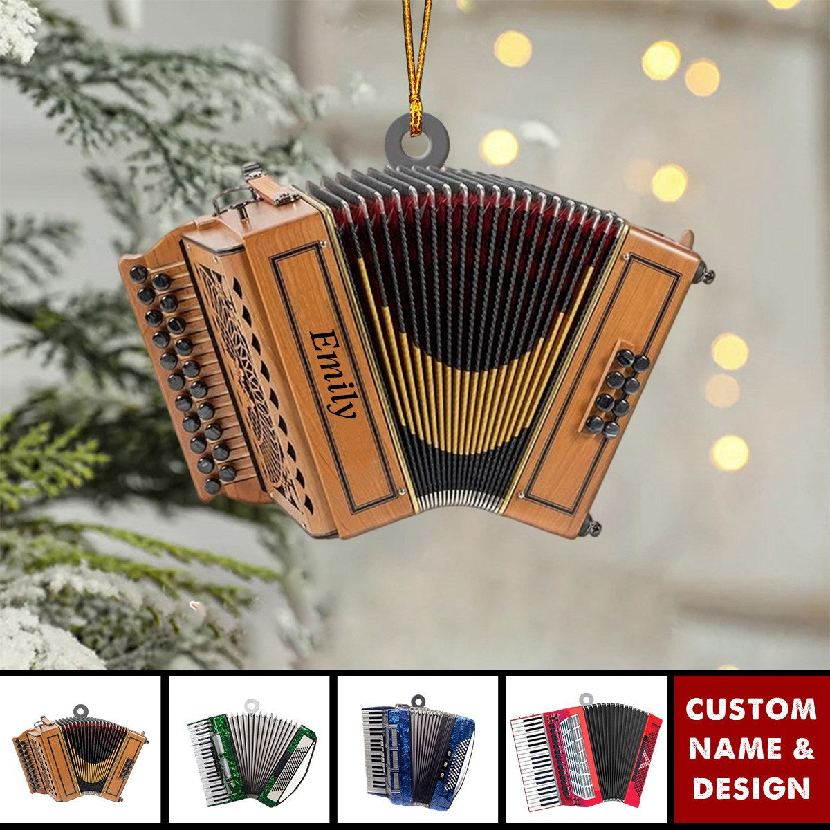 Personalized Accordion Christmas Ornament-Gifts Music Teacher Gifts Orchestra Accordion - 2024 New Release
