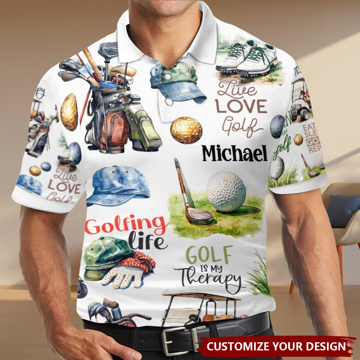 Live Love Golf - Personalized Golf Polo Shirt - The Best Gift For Golf Dad, Uncle, Husband