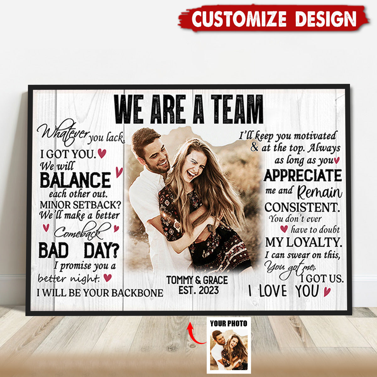 We Are A Team Personalized Couple Poster - Anniversary Gift For  Wife,Husband