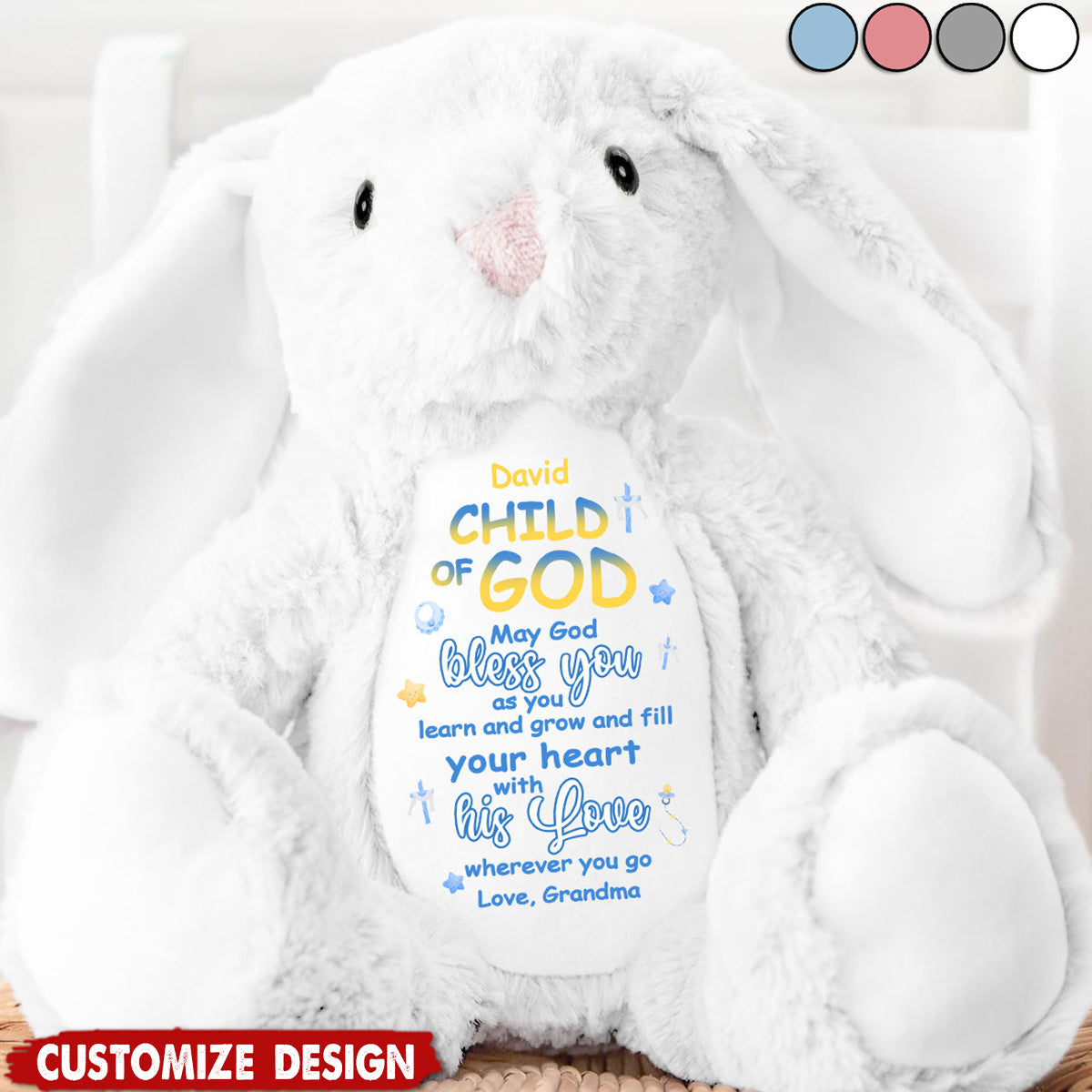 May God Bless You - Personalized Stuffed Bunny