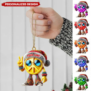 Custom Name Hippie Love Ornament, Christmas Gift Decoration