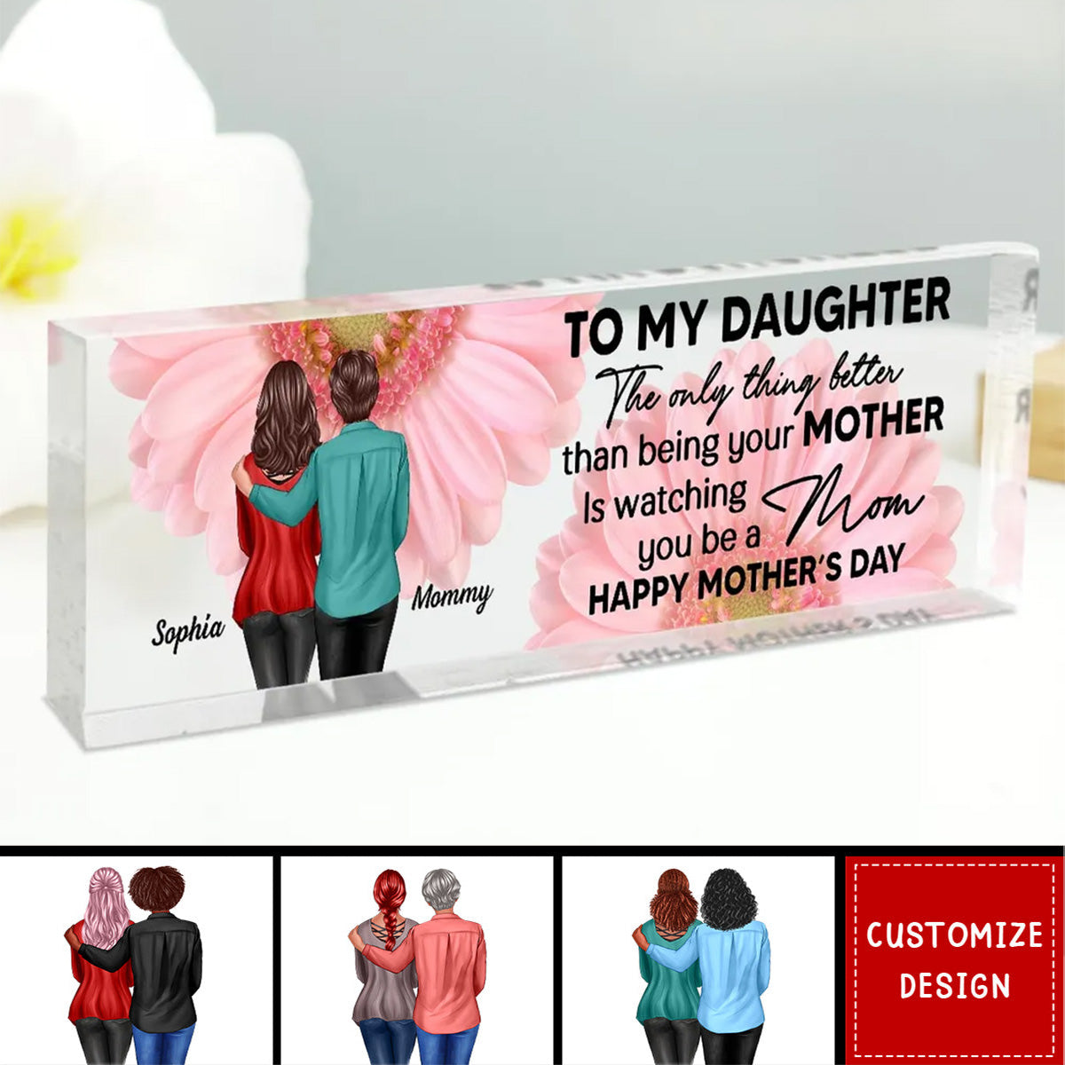 To My Daughter From Mom Personalized Acrylic Desk Block Plaque - Mother's Day Gift