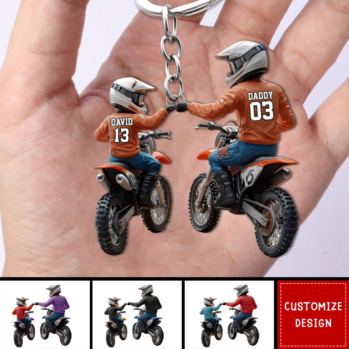 Dirt Bike Dad And Kid - Personalized Dirt Bike Acrylic Keychain