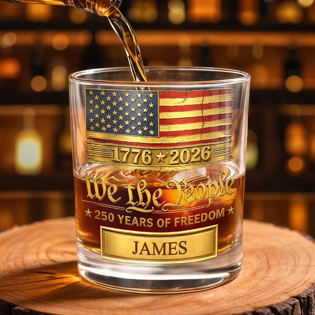We the People 250 Years of Freedom - Personalized Whiskey Glass
