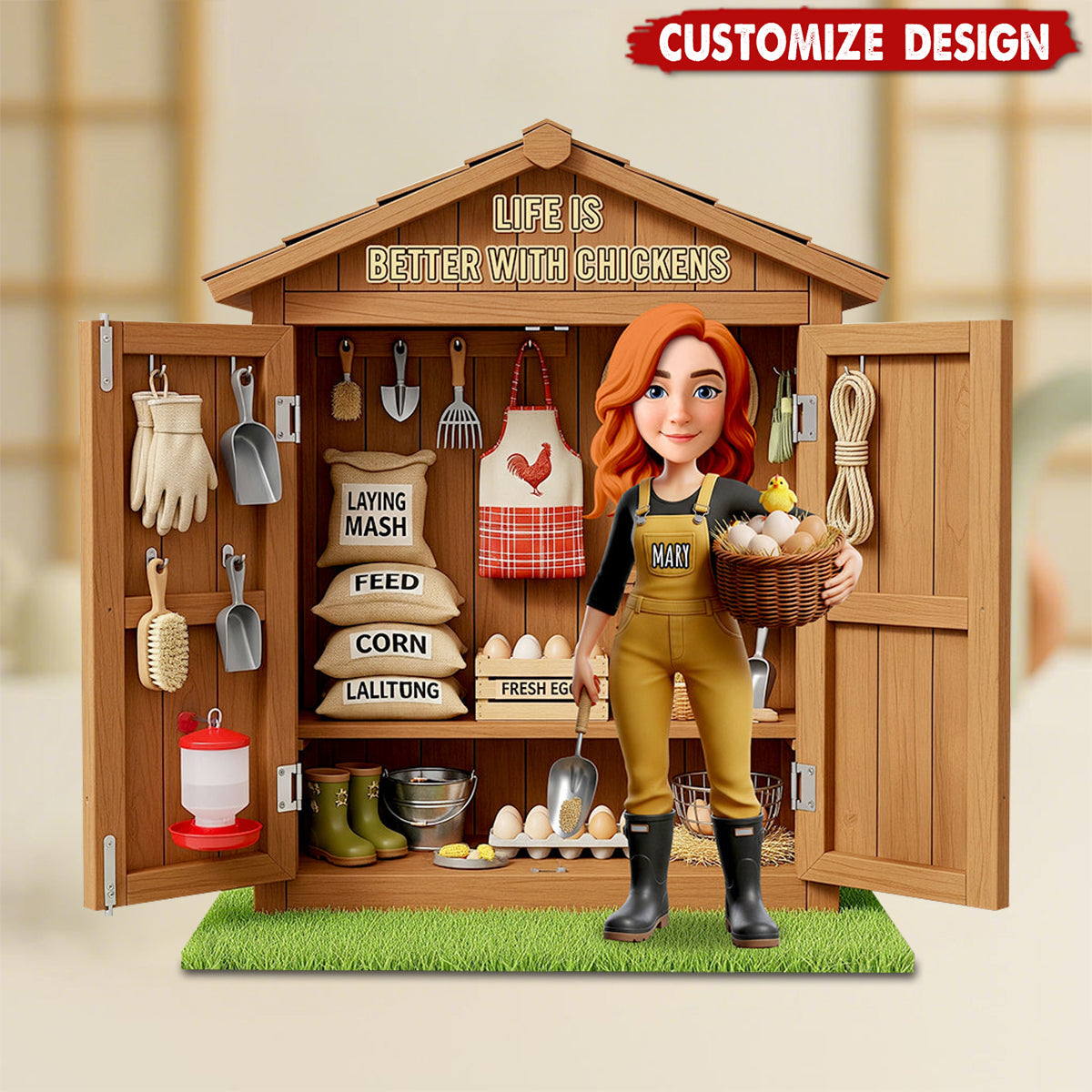 Chicken Girl Acrylic Plaque Personalized - Gifts For Farmers