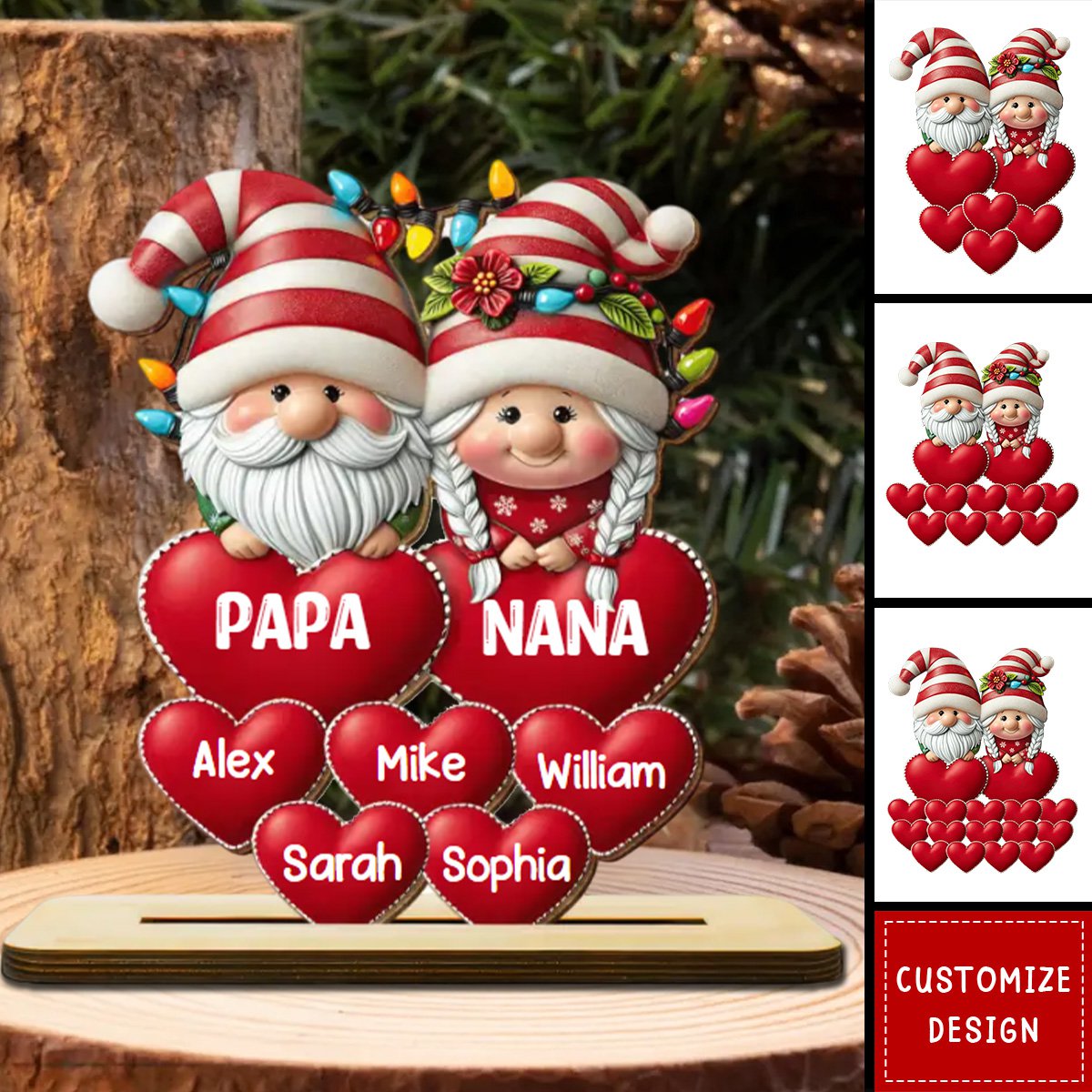 2024 New Release - Christmas Grandma & Grandpa Mom & Dad With Heart Kids - Personalized Wooden Christmas Plaque