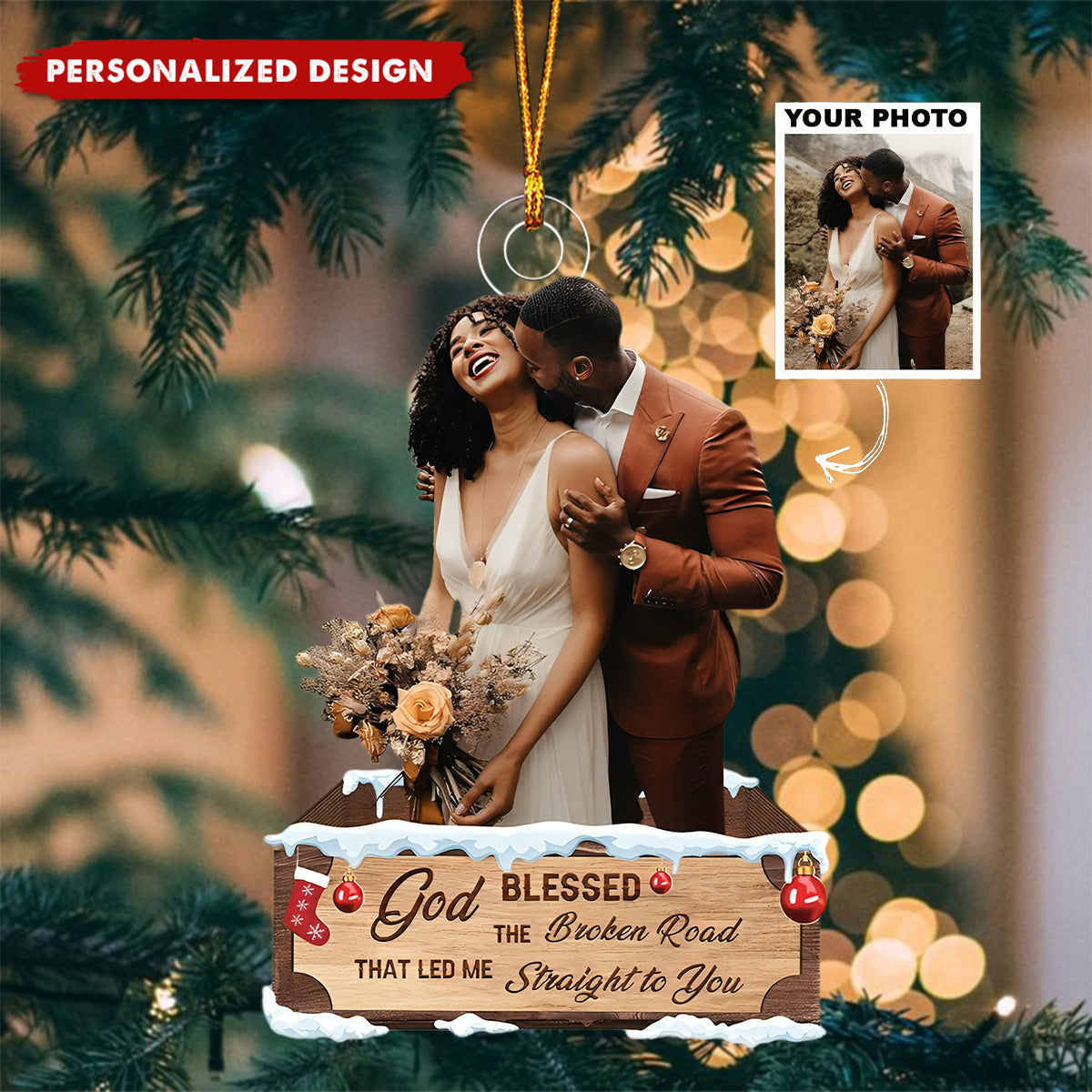 Personalized Photo Christian Couple Acrylic Christmas Ornament-Gifts For Couple