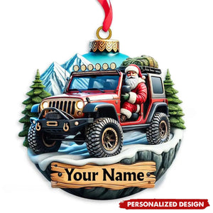 Custom Name Santa Ride Ornament, Santa Christmas Gift