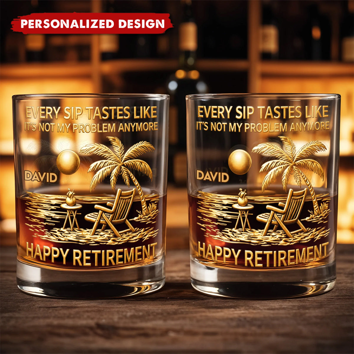 Every Sip Tastes Like Happy Retirement-Personalized Whiskey Glass-Retirement Gift