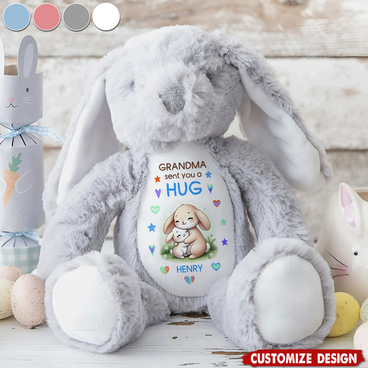 Grandma Sending You A Hug - Personalized Stuffed Bunny