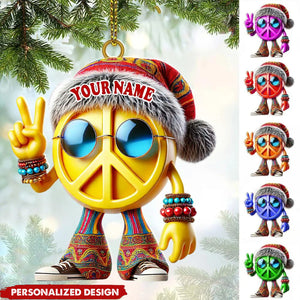 Custom Name Hippie Love Ornament, Christmas Gift Decoration