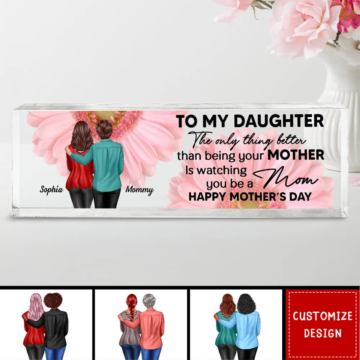 To My Daughter From Mom Personalized Acrylic Desk Block Plaque - Mother's Day Gift