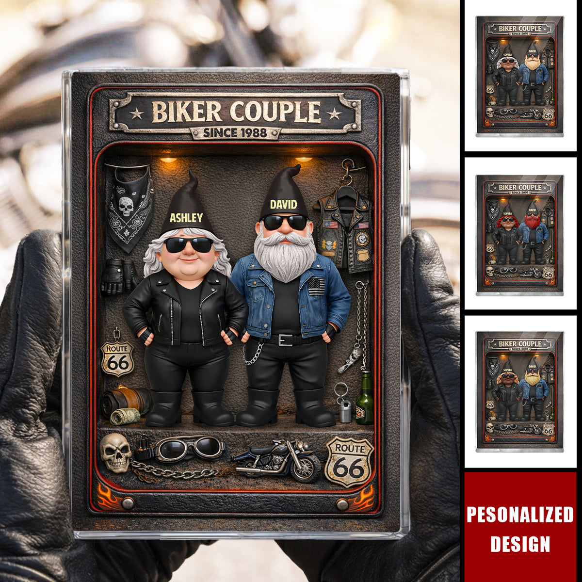 Personalized Biker Couple Acrylic Block Plaque - Anniversary, Valentine's Day Gift, Gift For Him, Gift For Her