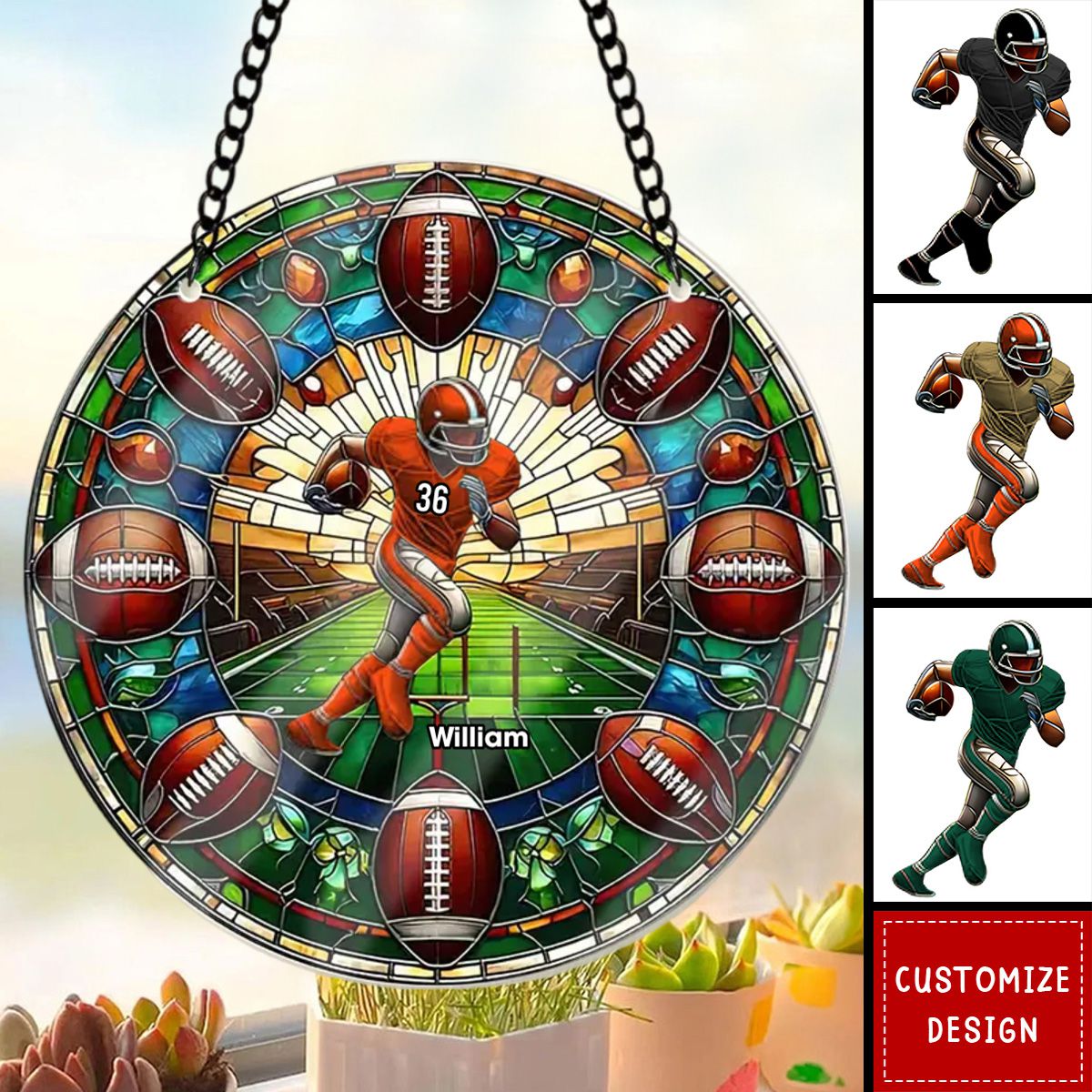 Personalized Gifts For Football Lovers Suncatcher Ornament