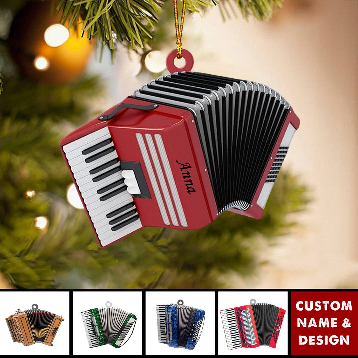 Personalized Accordion Christmas Ornament-Gifts Music Teacher Gifts Orchestra Accordion - 2024 New Release