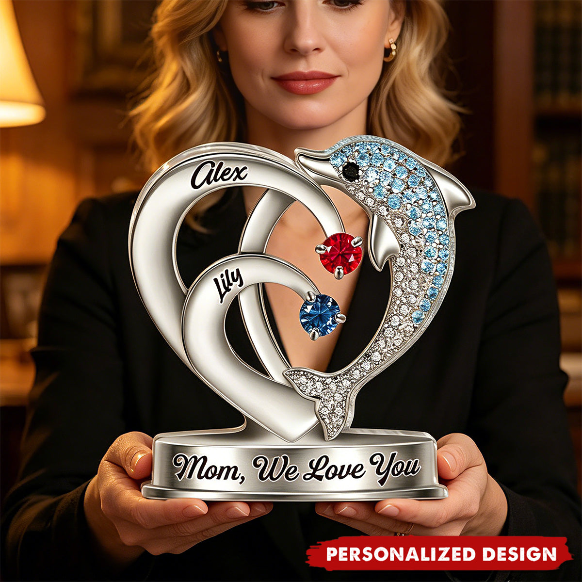 Personalized Dolphin Mom Grandma Plaque