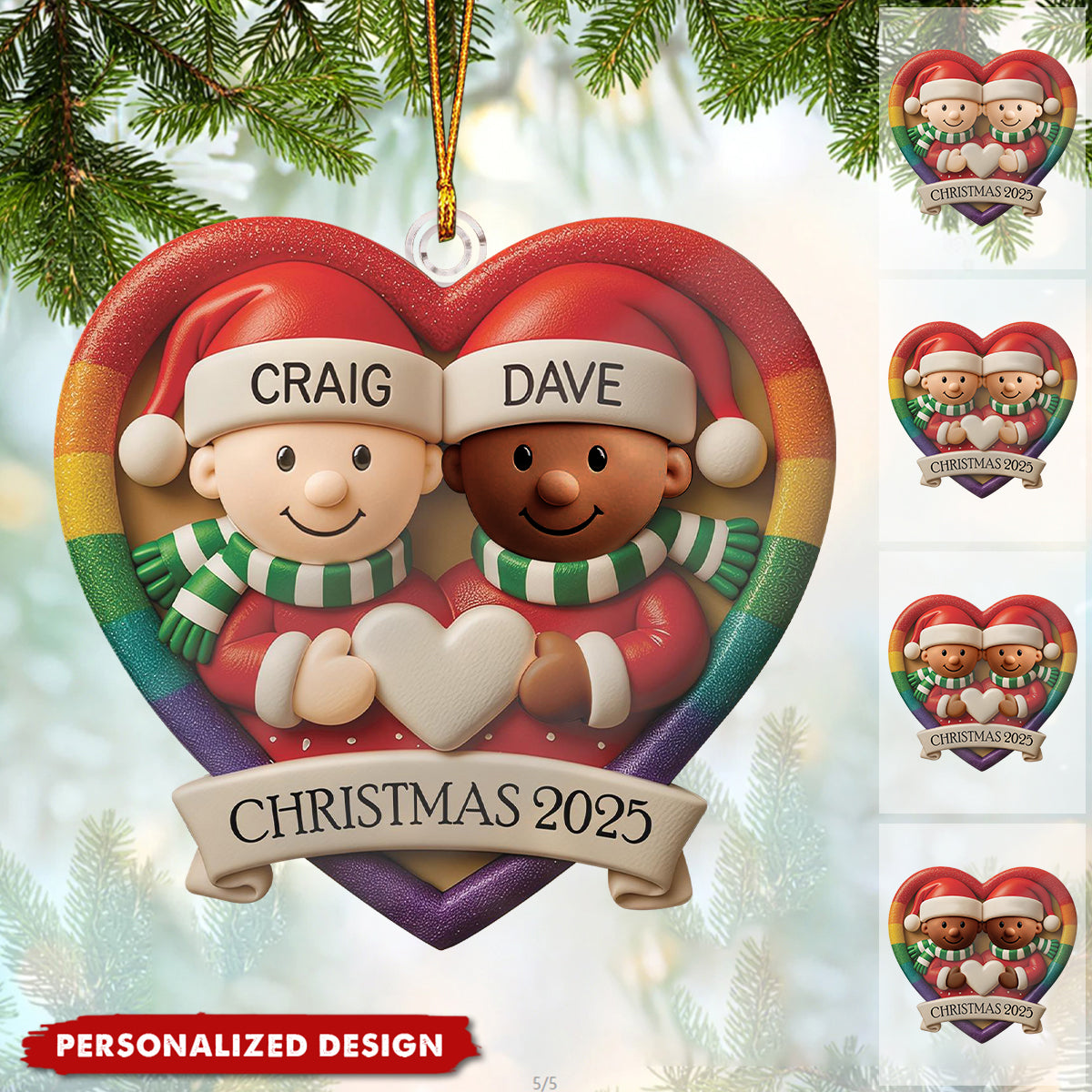 Personalized Same Sex Couple Christmas Ornament