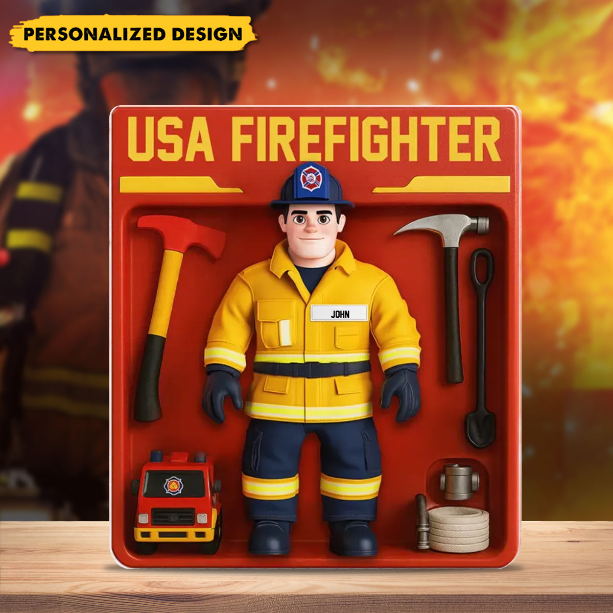 Personalized USA Firefighter Acrylic Plaque Decor-Gift for Firefighters