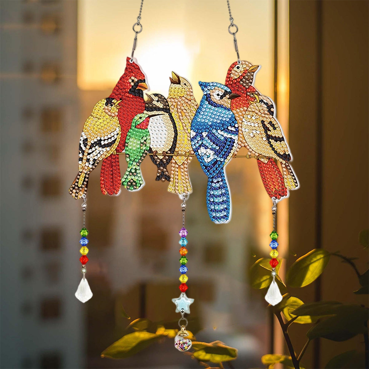 Diamond- Art Hanging Kit - Special Rhinestone 5D Window Ornament - Gift For Bird Lovers
