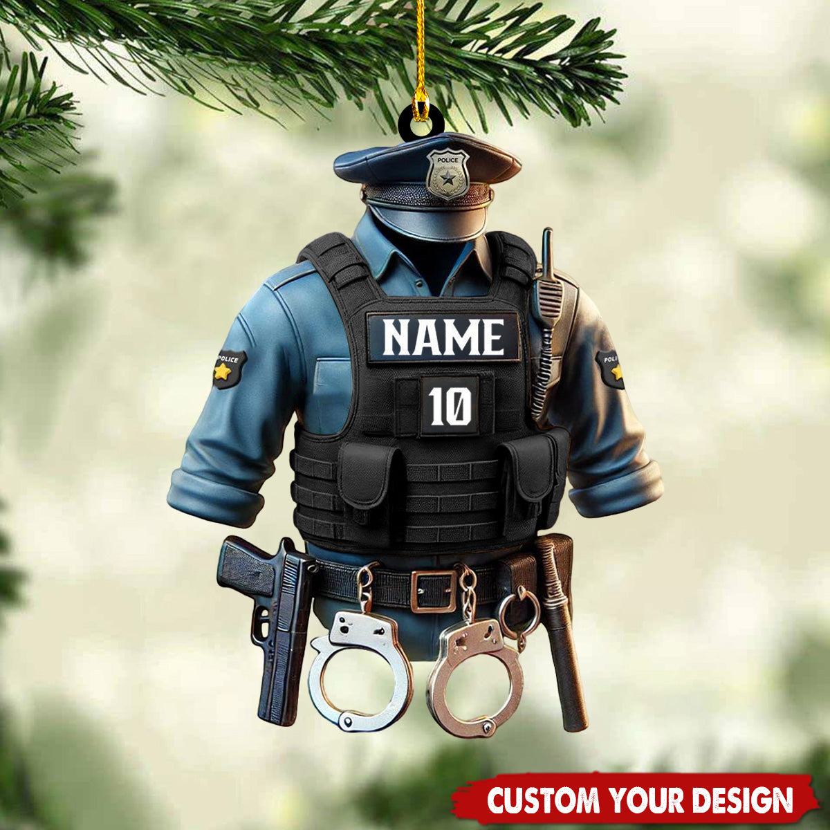 Personalized Police Officer Ornament,Custom Name & Badge Number - 2024 New Release