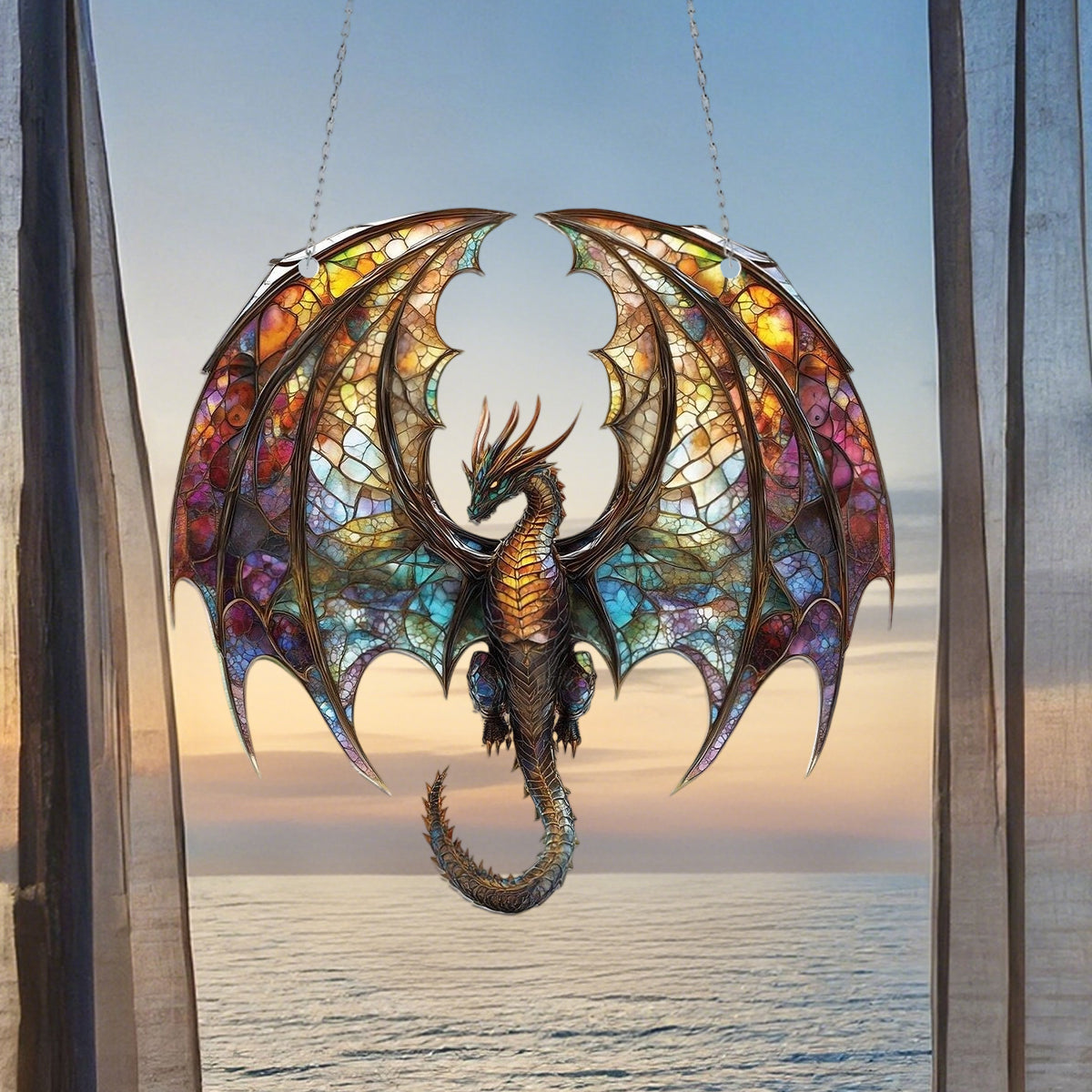 Majestic Dragon Window Hanging Suncatcher Ornament - Nique Gift for Dragon Lovers