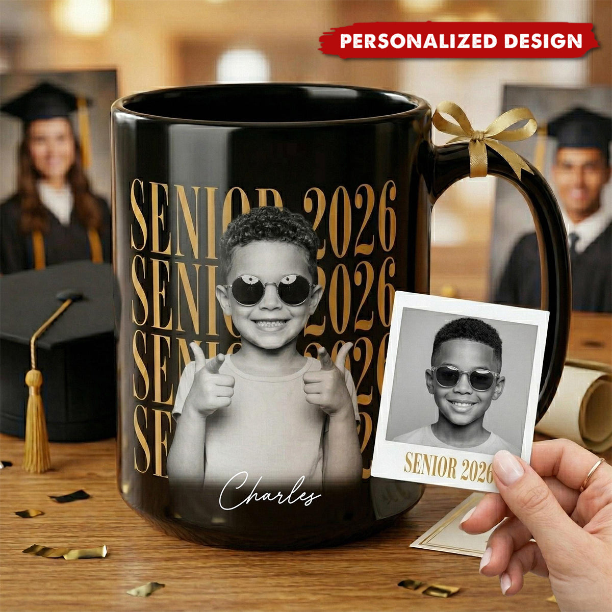 Personalized Senior Accent Photo Mug-Graduation Gift