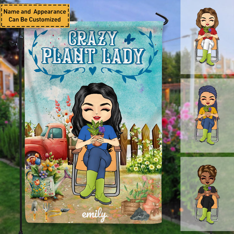 Personalized Custom Flag Garden Flag Outdoor Decoration Crazy Plant Lady Gift For Grandmother, Family, Friend