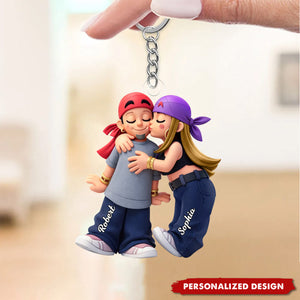 Personalized Y2K Couple Kissing Keychain - Gift for Couple, for Him, for Her